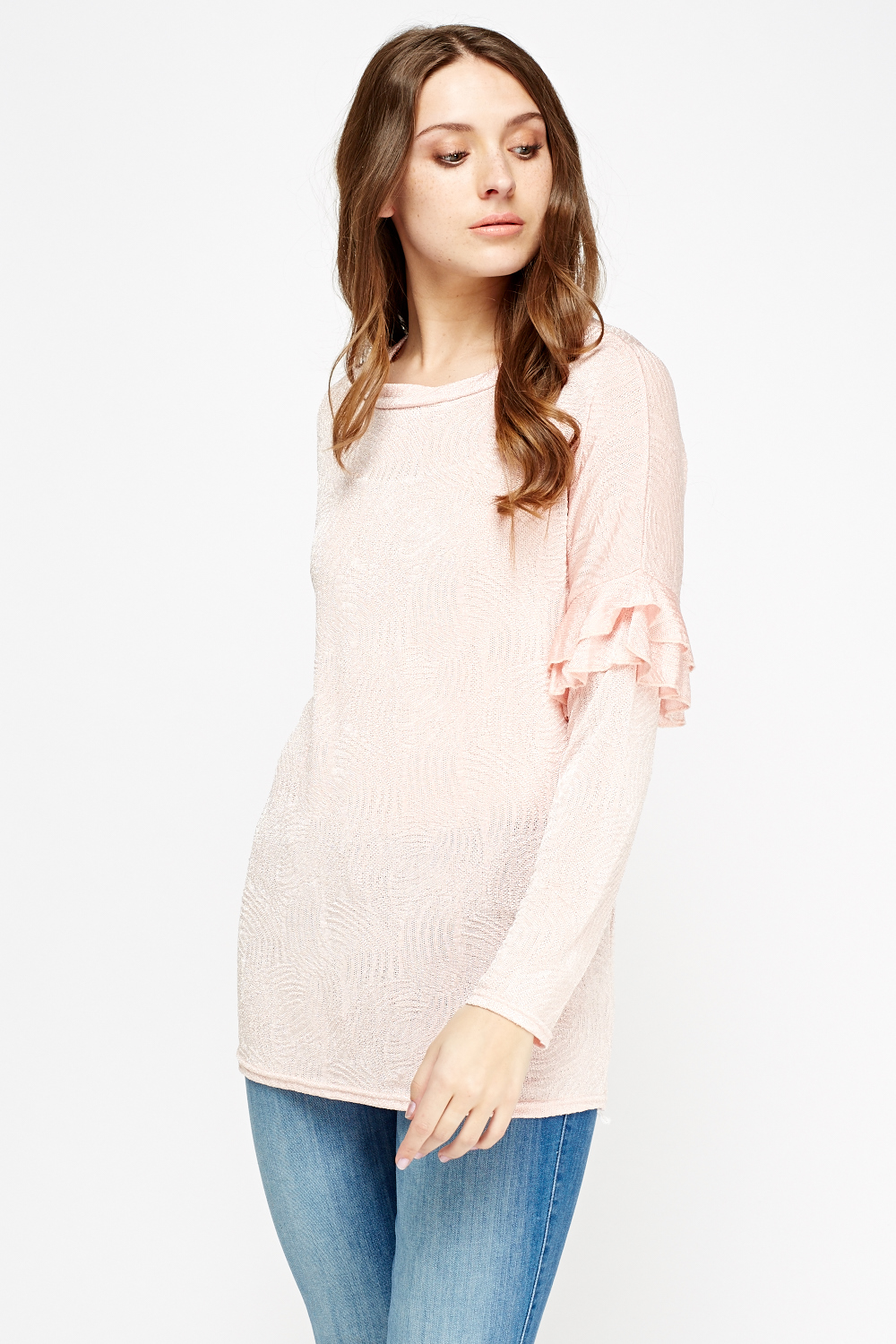 Thin Loose Knit Flare Long Sleeve Top - Just $6