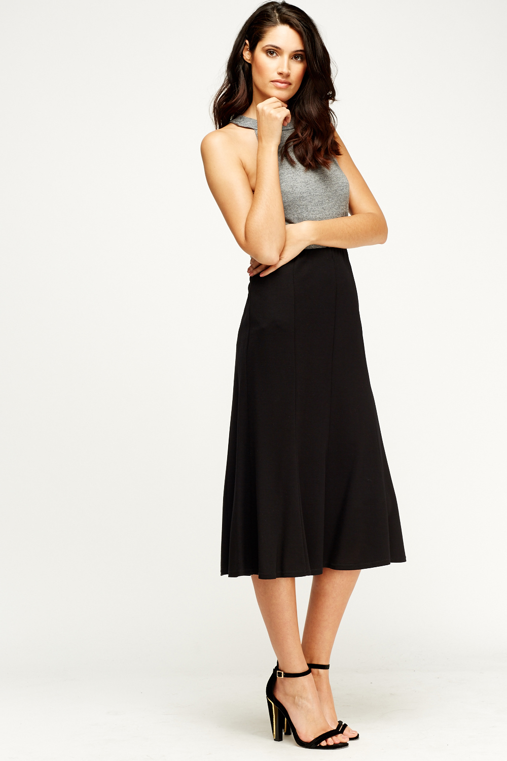 Black Midi Skirt Just 7