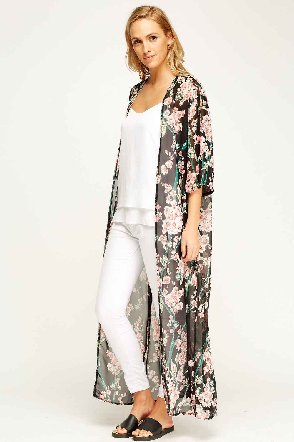 Black Floral Long Cover Up - Just £5