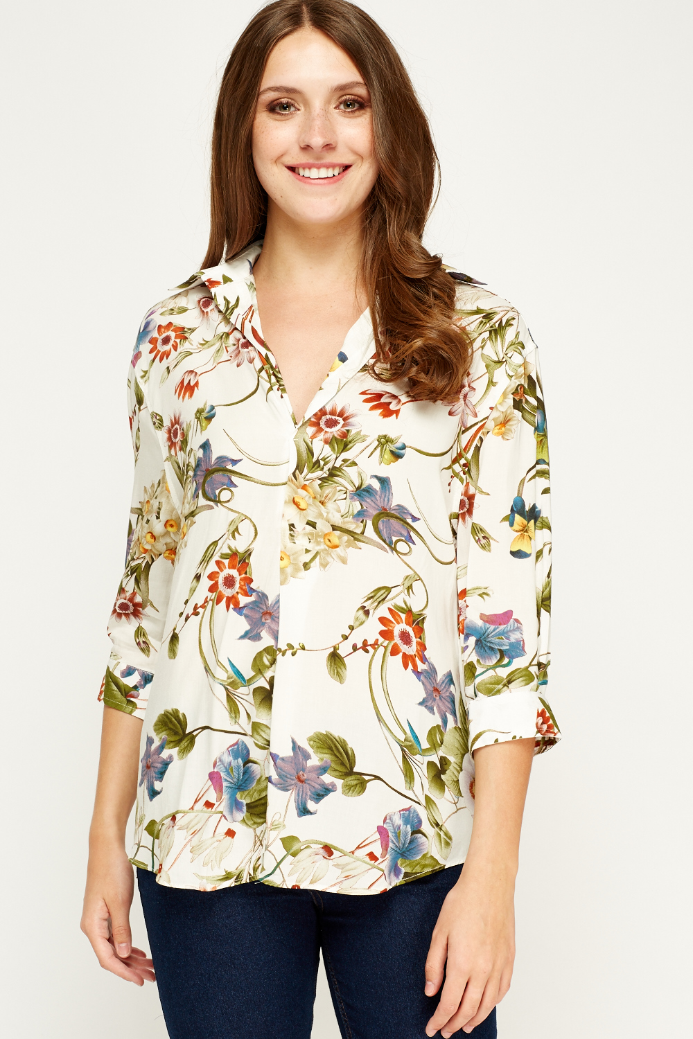 3/4 Sleeve Floral Blouse - Just £5