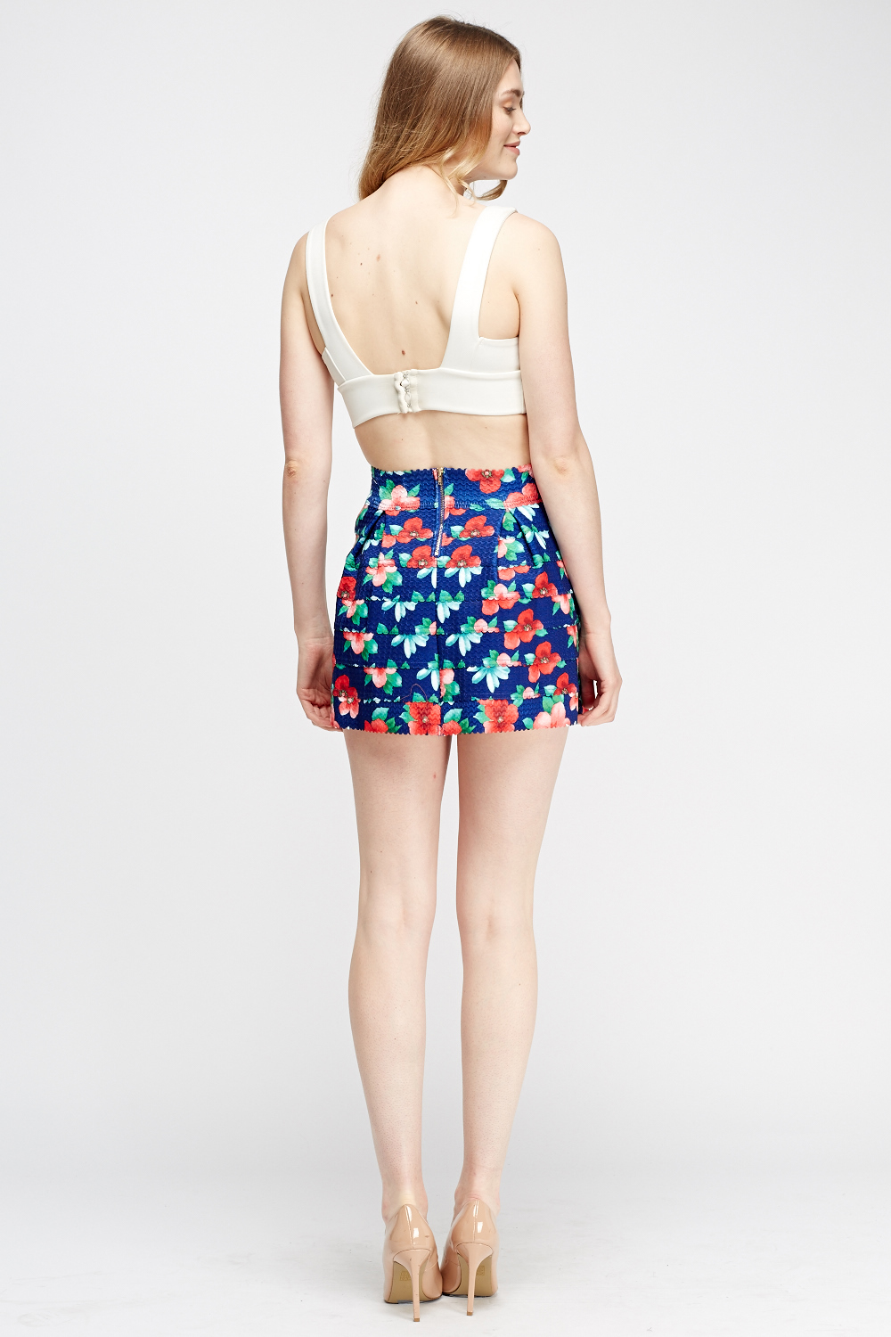 Floral Mini Box Pleat Skirt - Just $7
