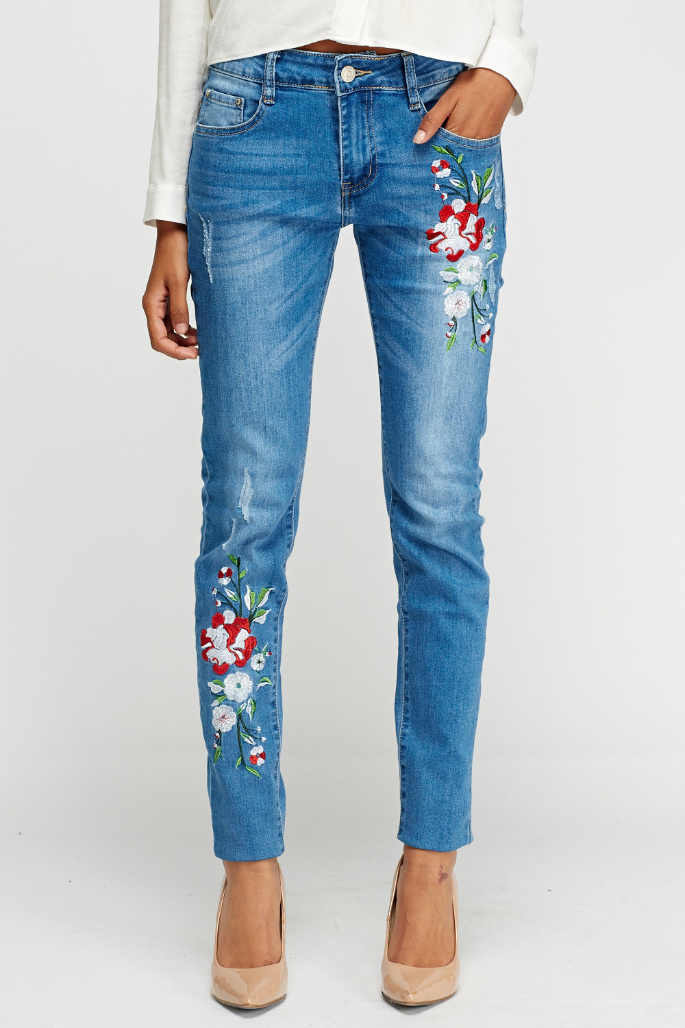 By Swan Applique Denim Blue Jeans - Limited edition | Discount Designer ...