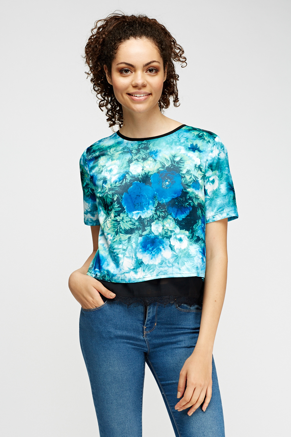 Contrast Printed Overlay Top - Just $3
