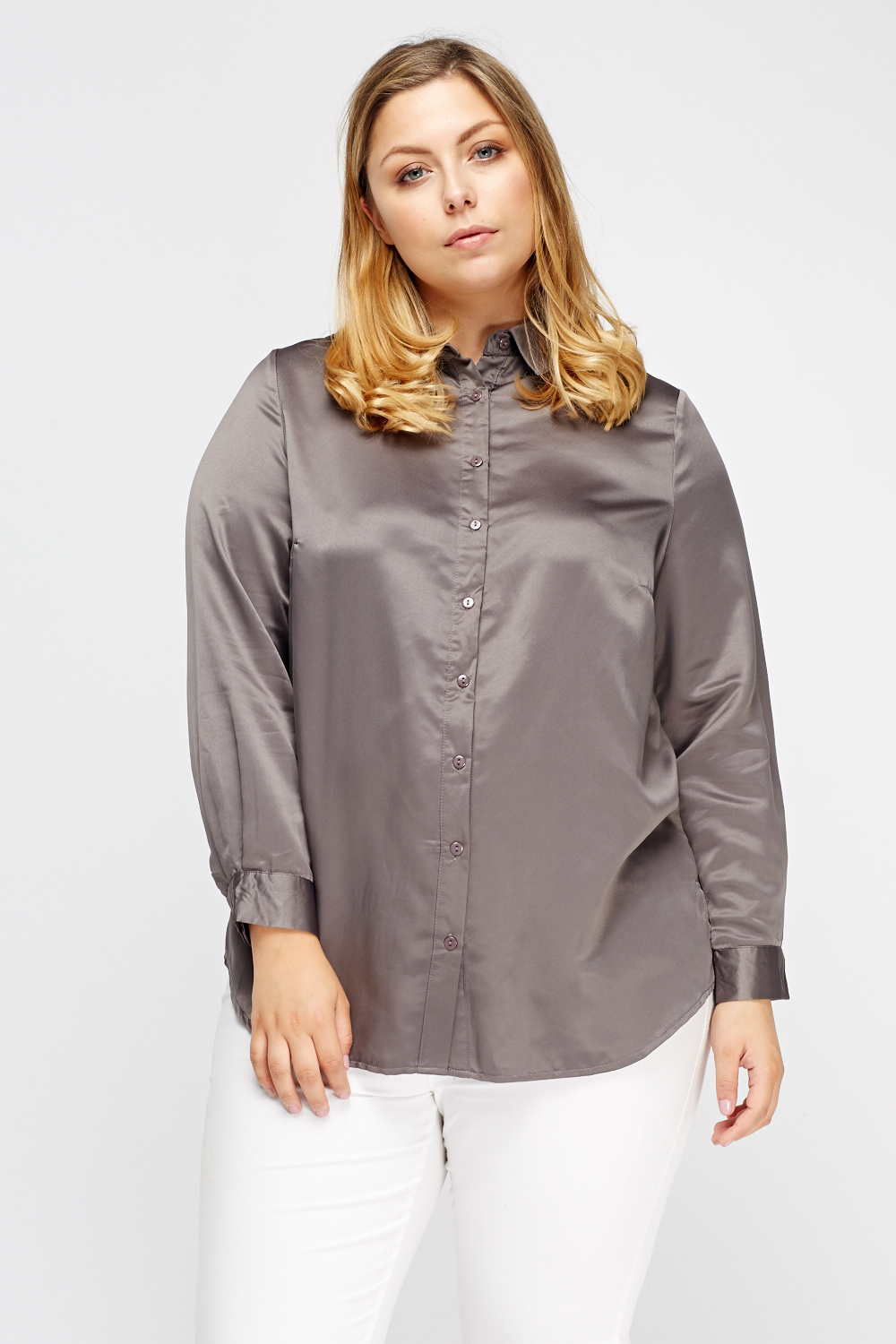 Embroidered Back Satin Blouse - Just $6