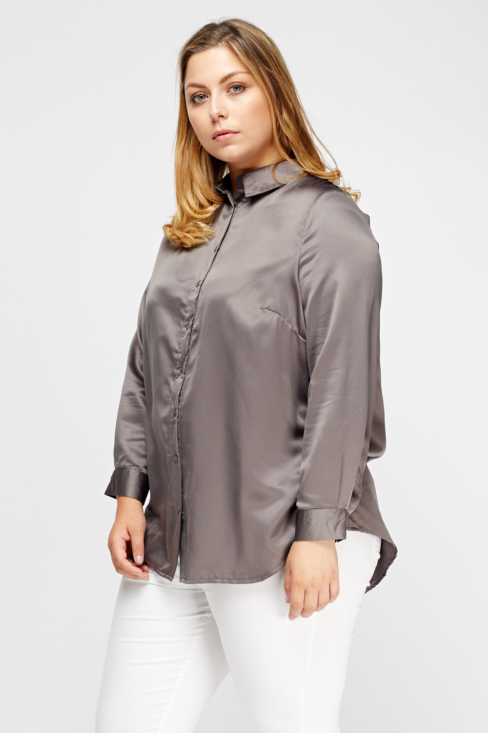 Embroidered Back Satin Blouse - Just $7