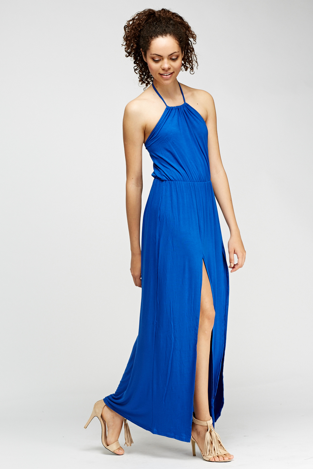 Royal Blue Halter Neck Maxi Dress - Just $7