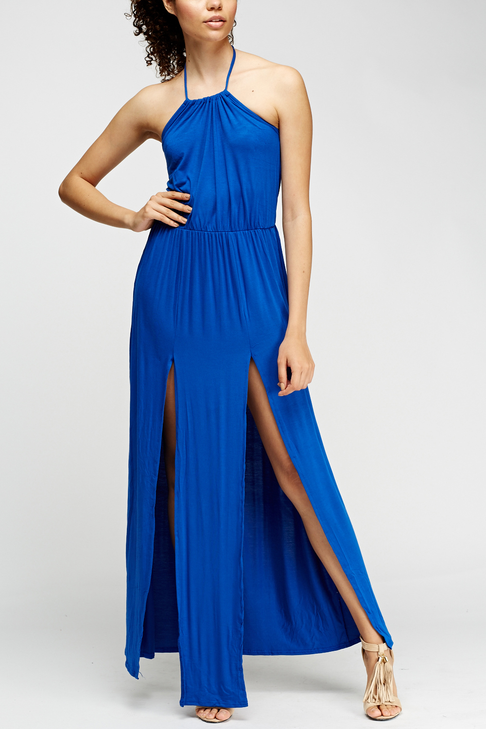 Royal Blue Halter Neck Maxi Dress - Just $7