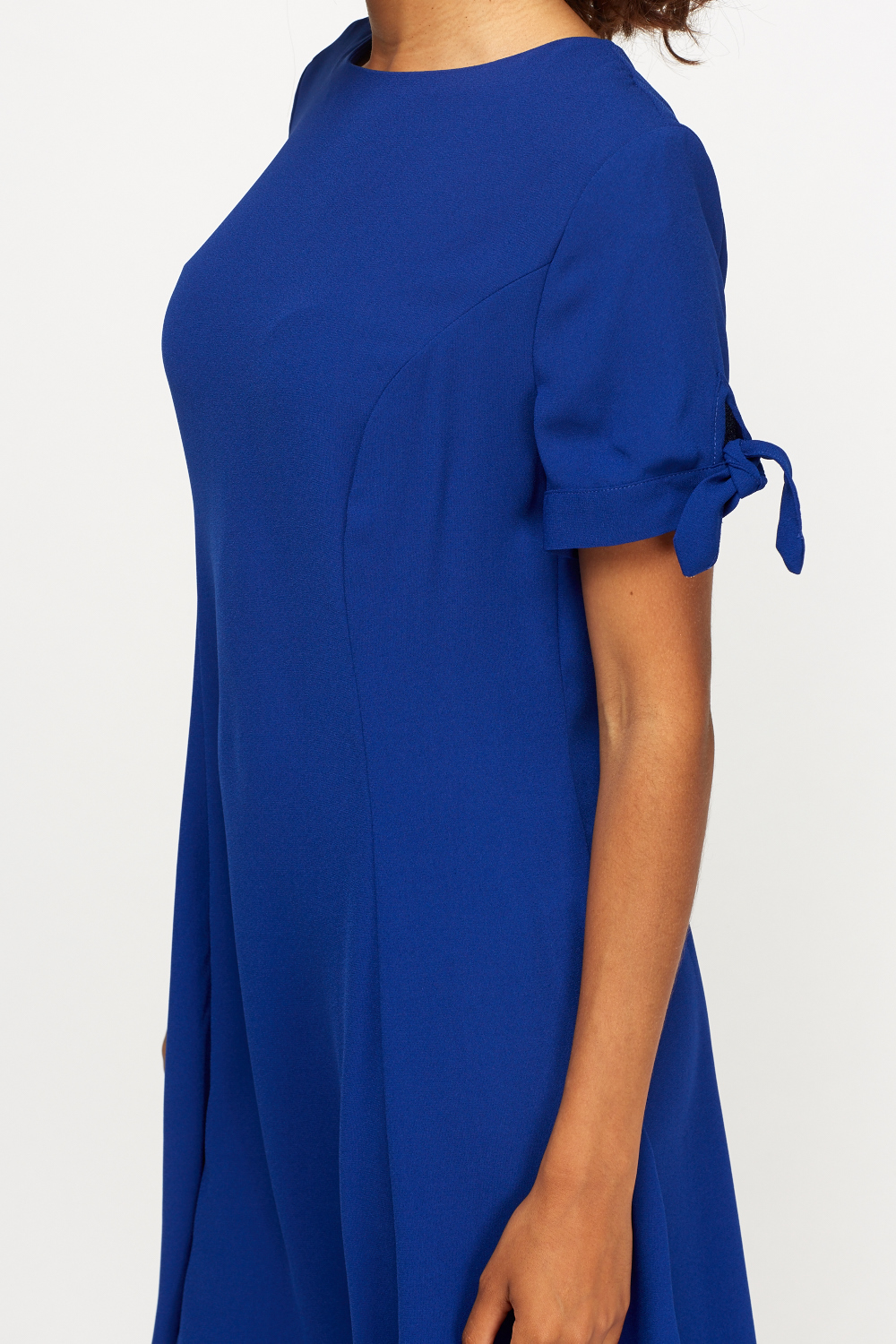 royal blue shift dress with sleeves