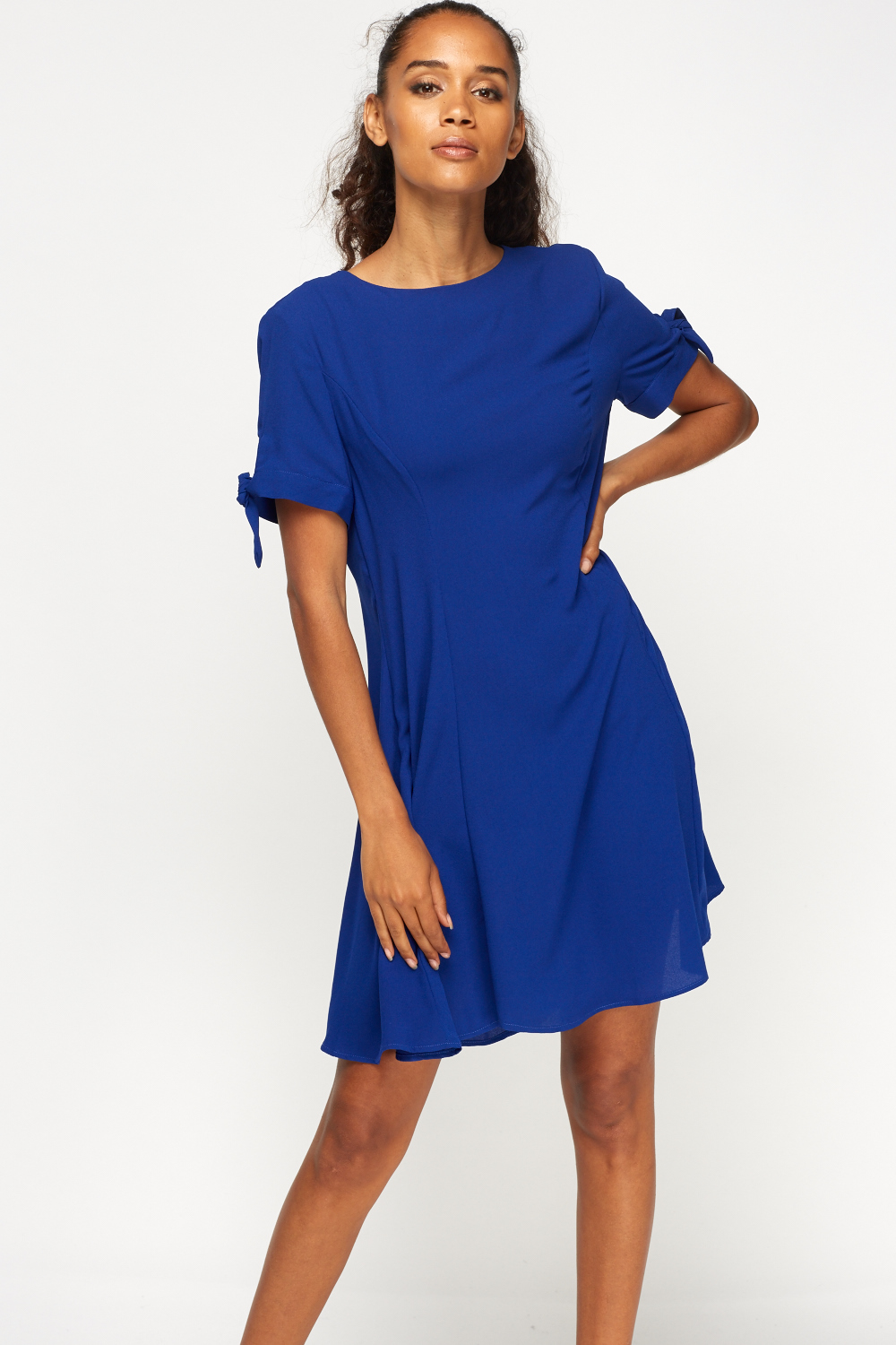royal blue shift dress with sleeves