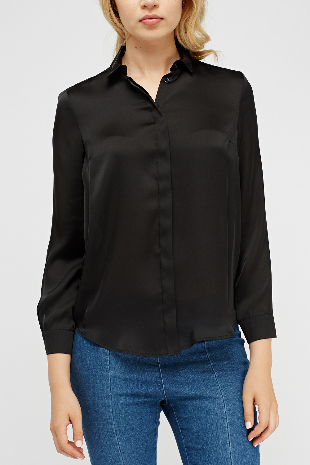 Black Sheer Long Sleeve Blouse - Just $6