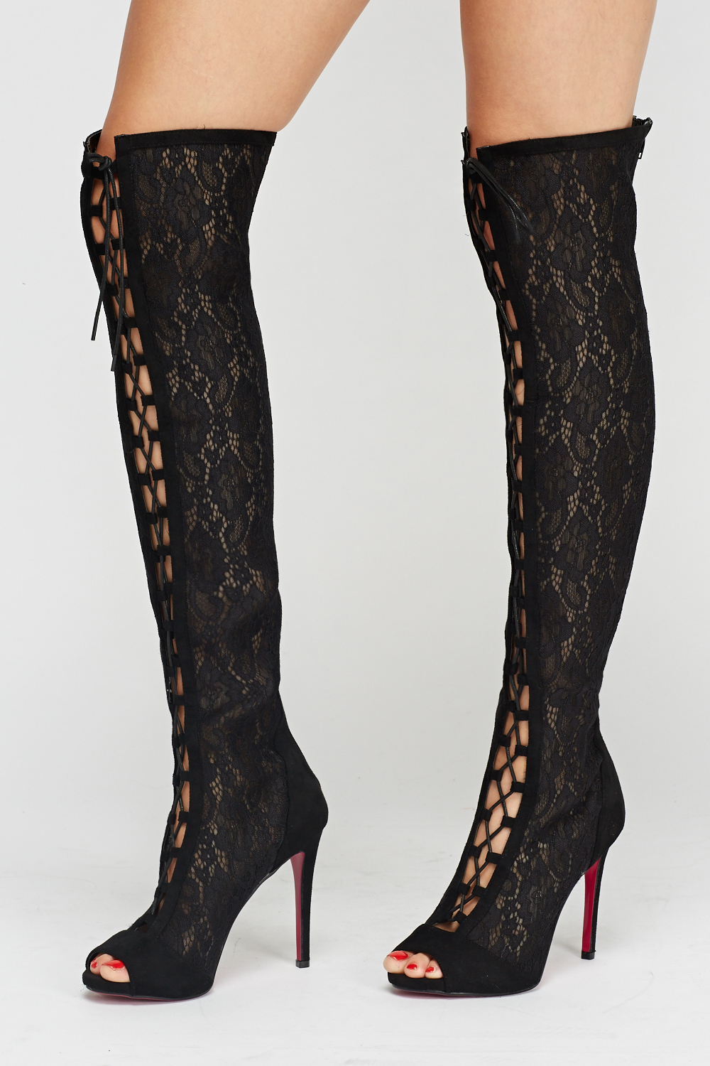 Wlady Mesh Lace Up Over The Knee Boots - Limited edition | Discount ...