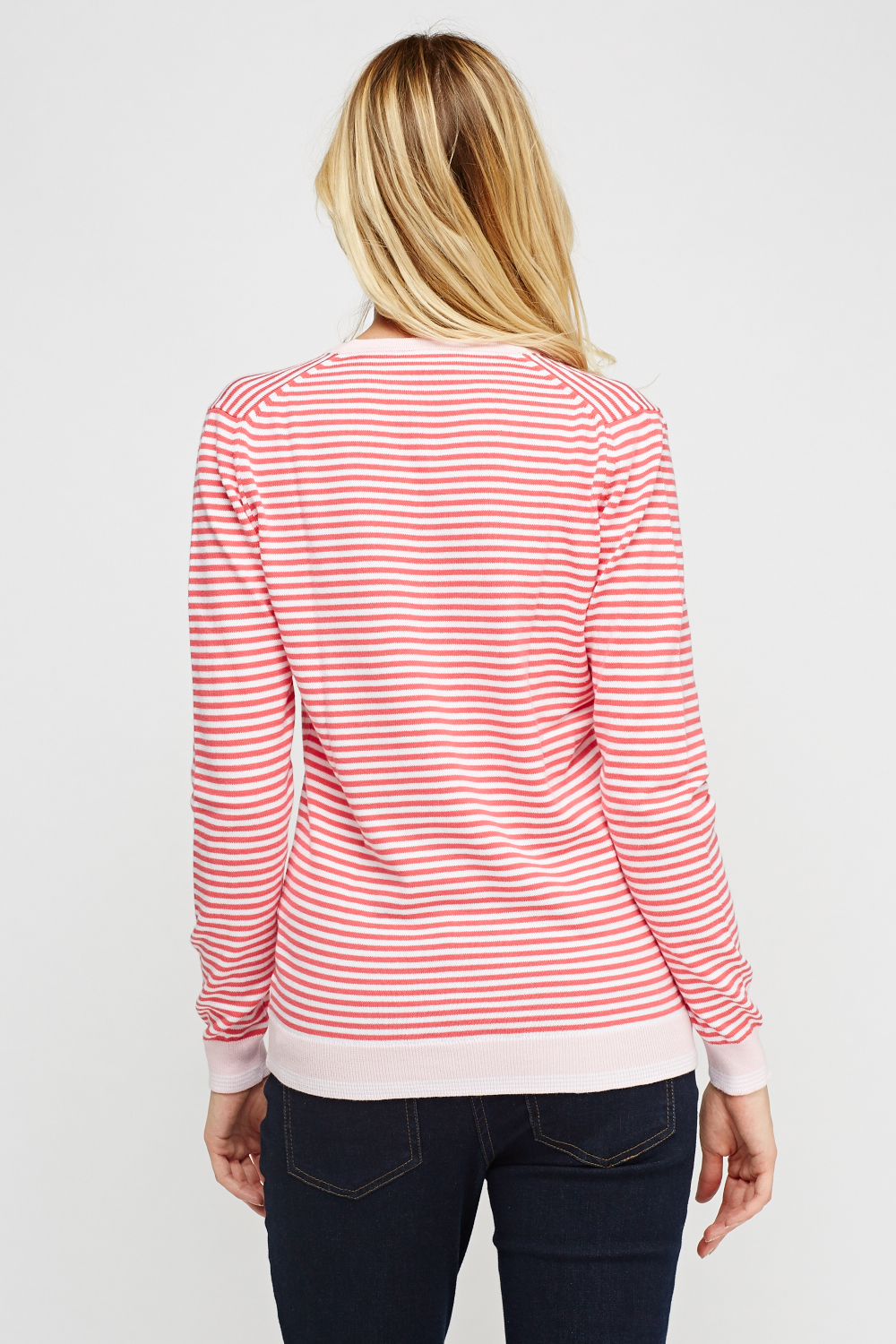 Lacoste Pink Striped V-Neck Sweater - Limited edition | Discount ...