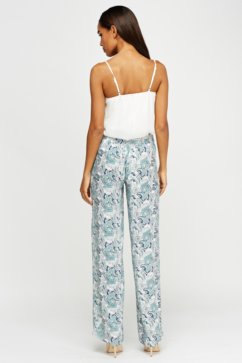 Paisley Print Wide Leg Trousers - Just $6