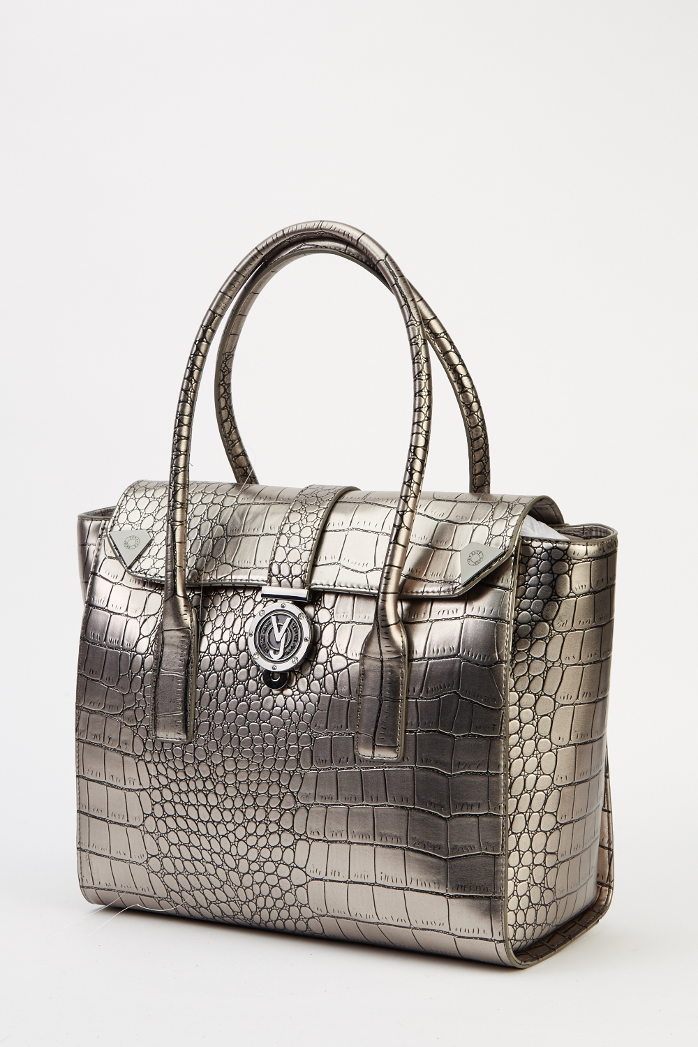 Versace Jeans Mock Croc Silver Handbag 