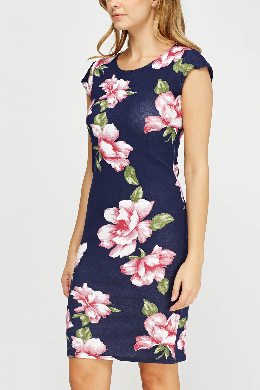 Cap Sleeve Floral Dress - Just $7