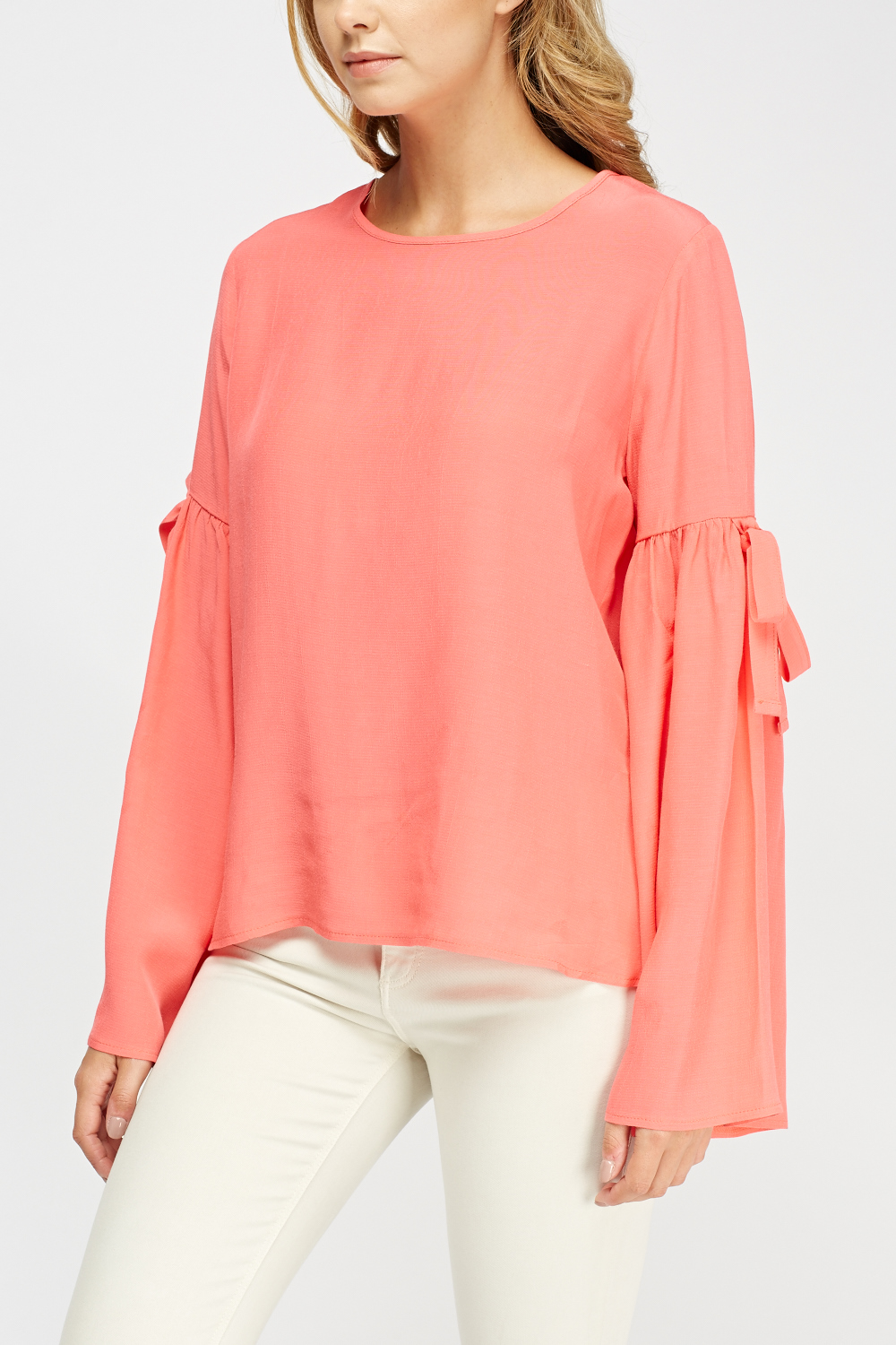 Flare Sleeve Neon Pink Top - Just $1