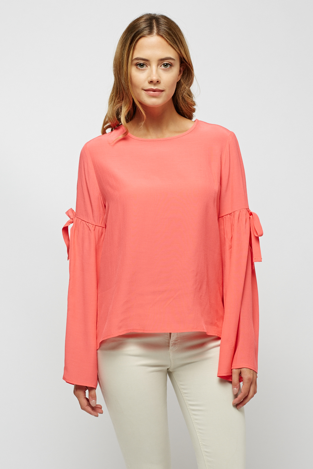 Flare Sleeve Neon Pink Top - Just $1