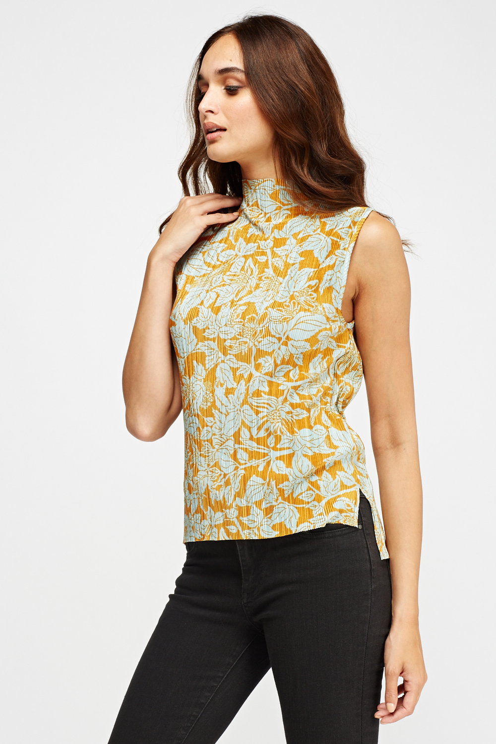 High Neck Pleated Top - Just $7