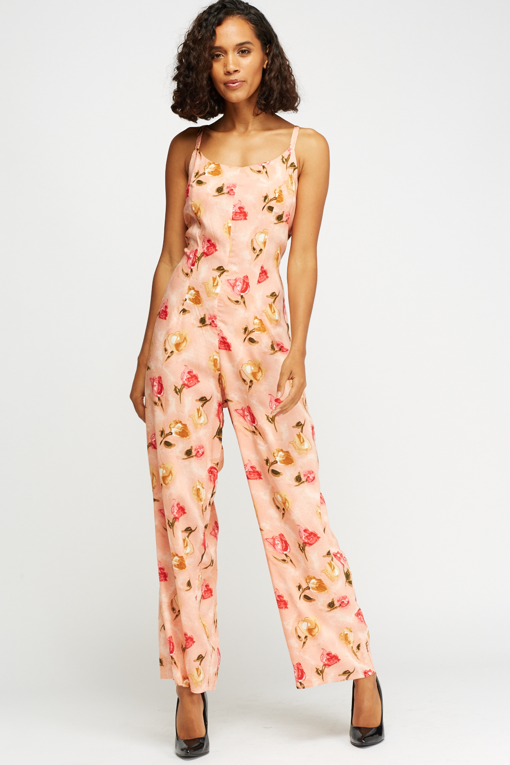 pink satin jumpsuit