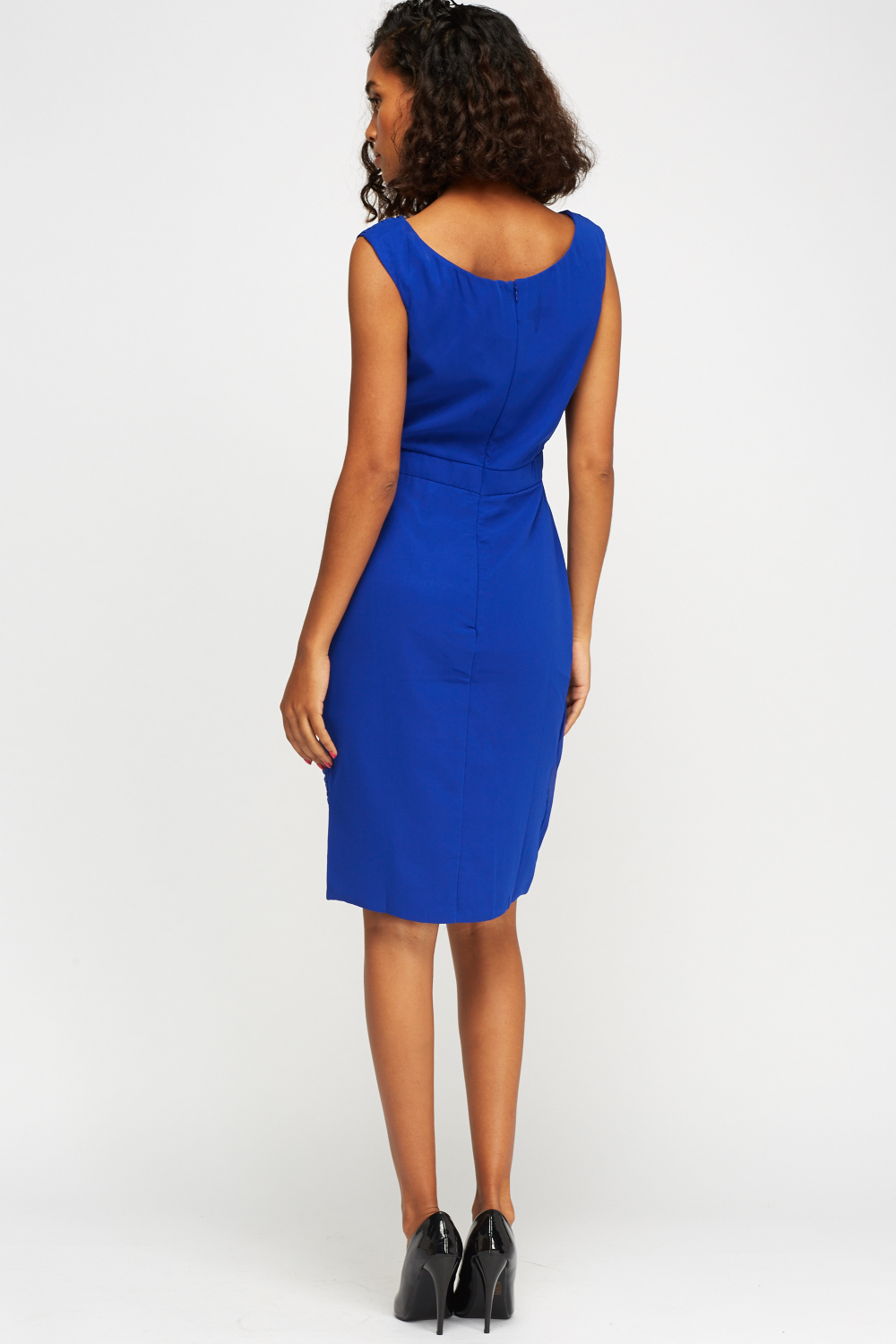 Royal Blue Ruched Wrap Dress - Just $7