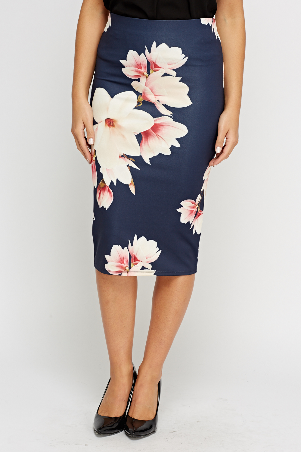Floral Navy Pencil Skirt - Just $7