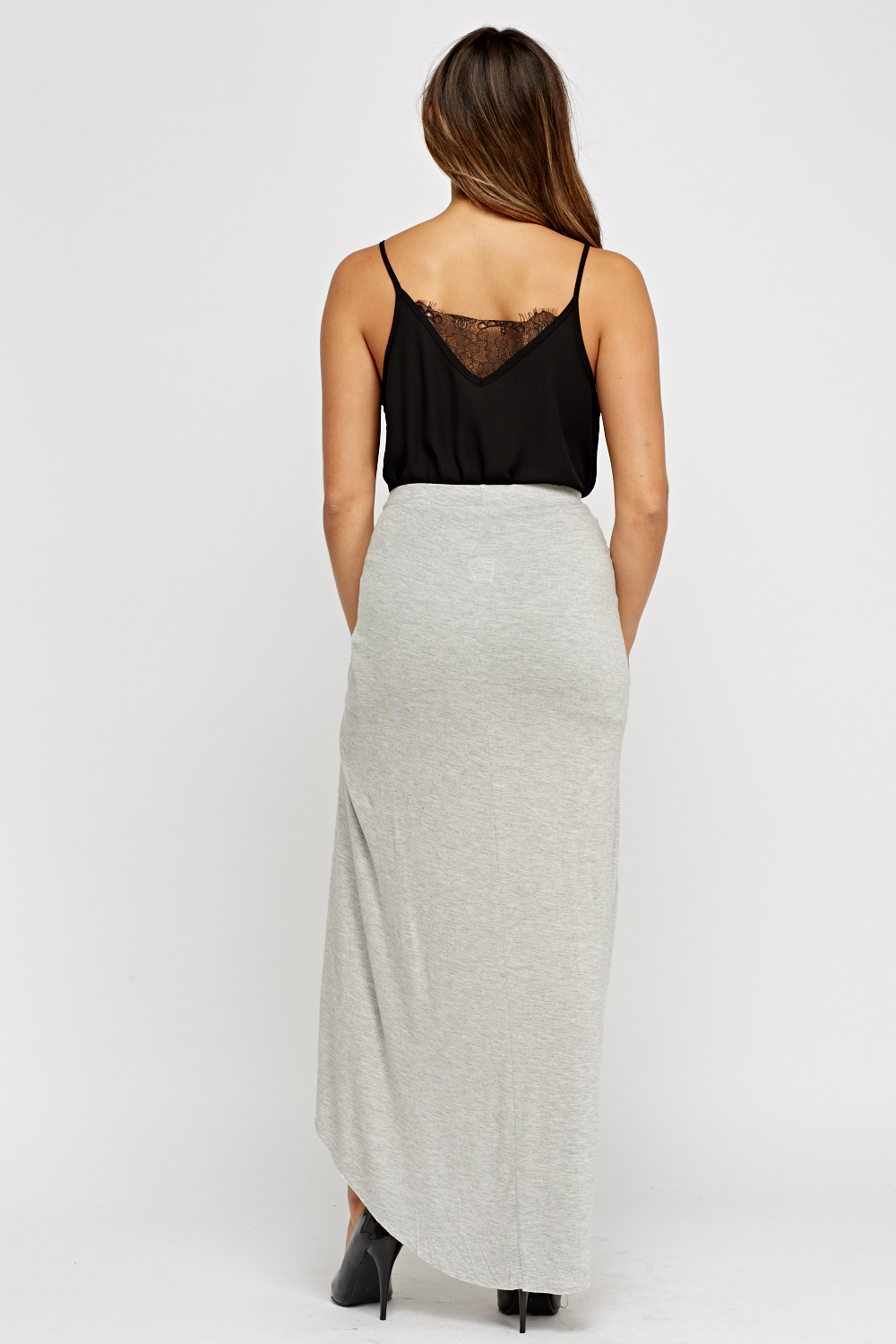 Ruched Grey Bodycon Maxi Skirt - Just $6