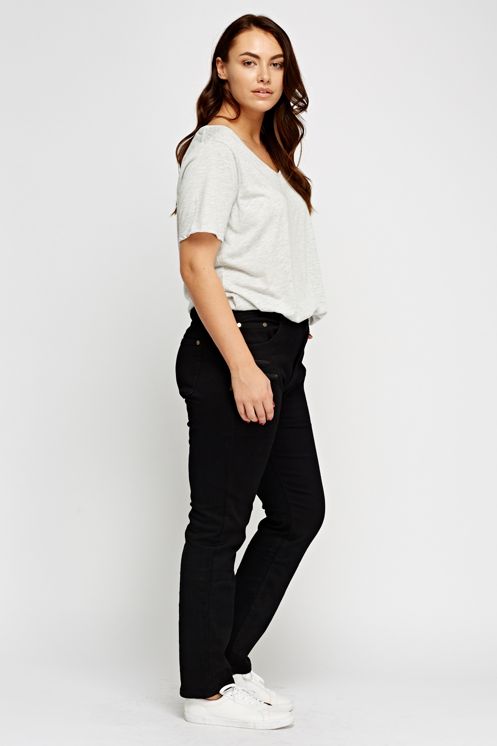Zipped Detail Black Jeans - Just $6