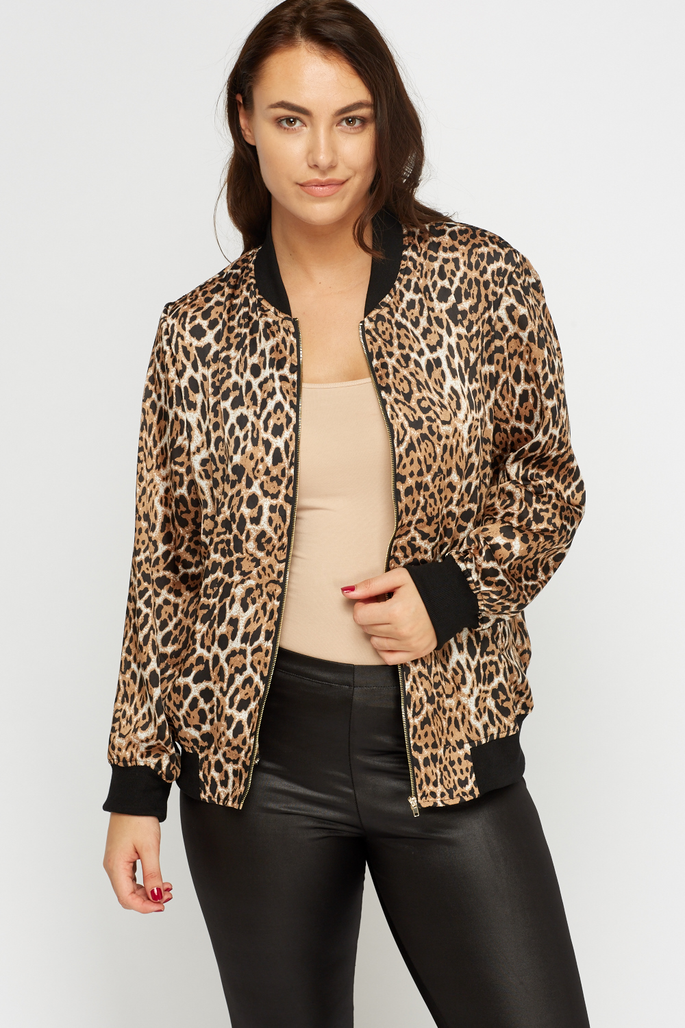 Leopard Print Zip Front Jacket - Just $7