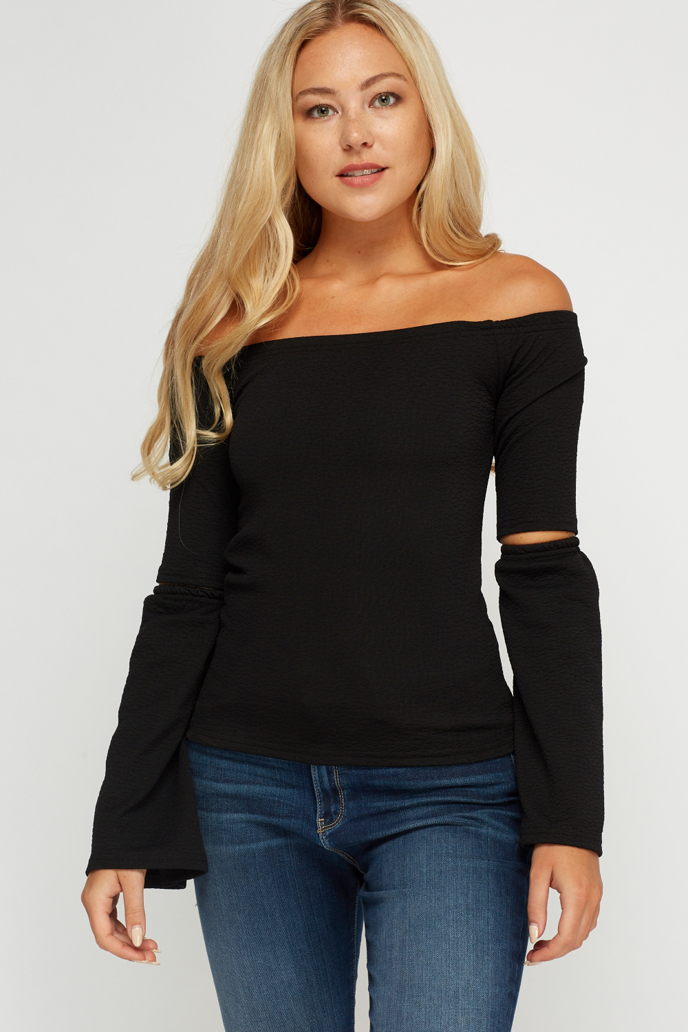 Cut Out Sleeve Off Shoulder Top - Just $7