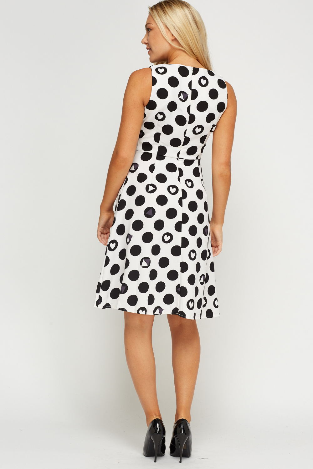 V-Neck Dotted Swing Dress - Just $7