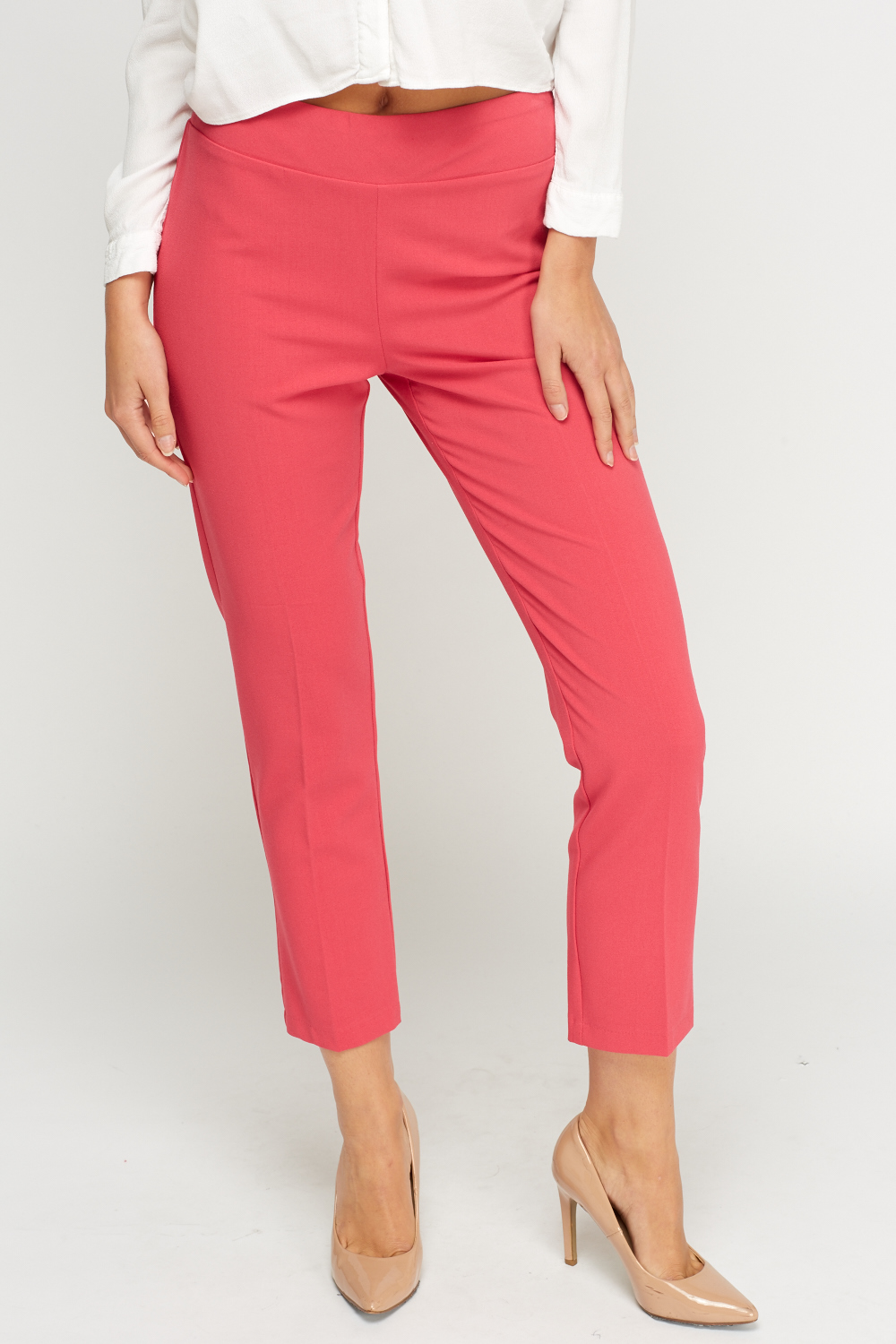 Fuchsia Cropped Pressed Trousers - Just $7