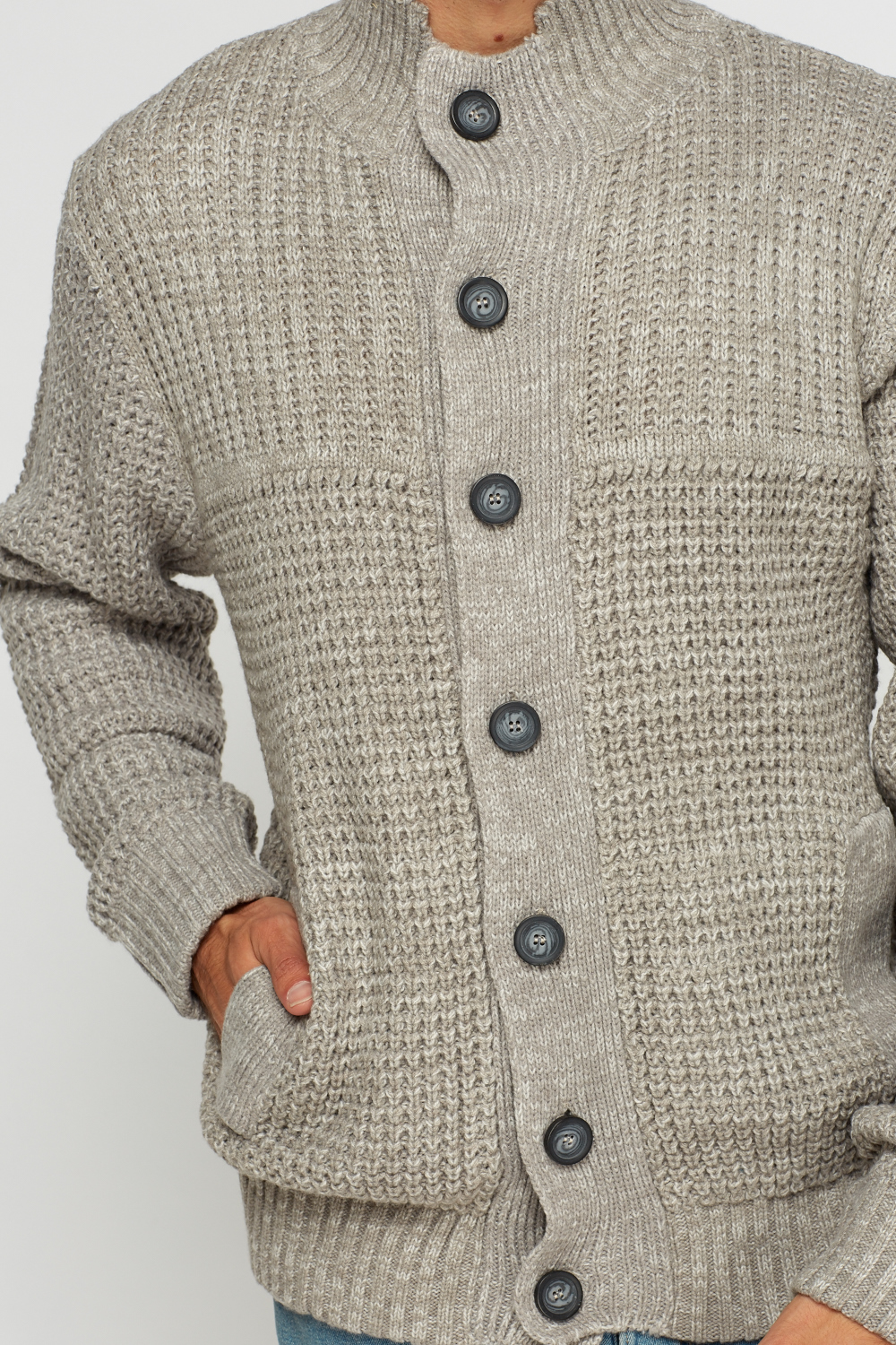 cable knit button up cardigan