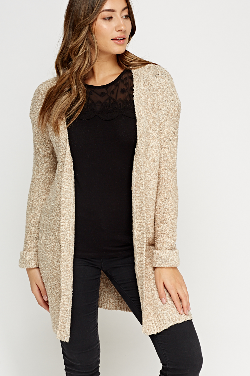 Bobble Knitted Long Cardigan  Just 7