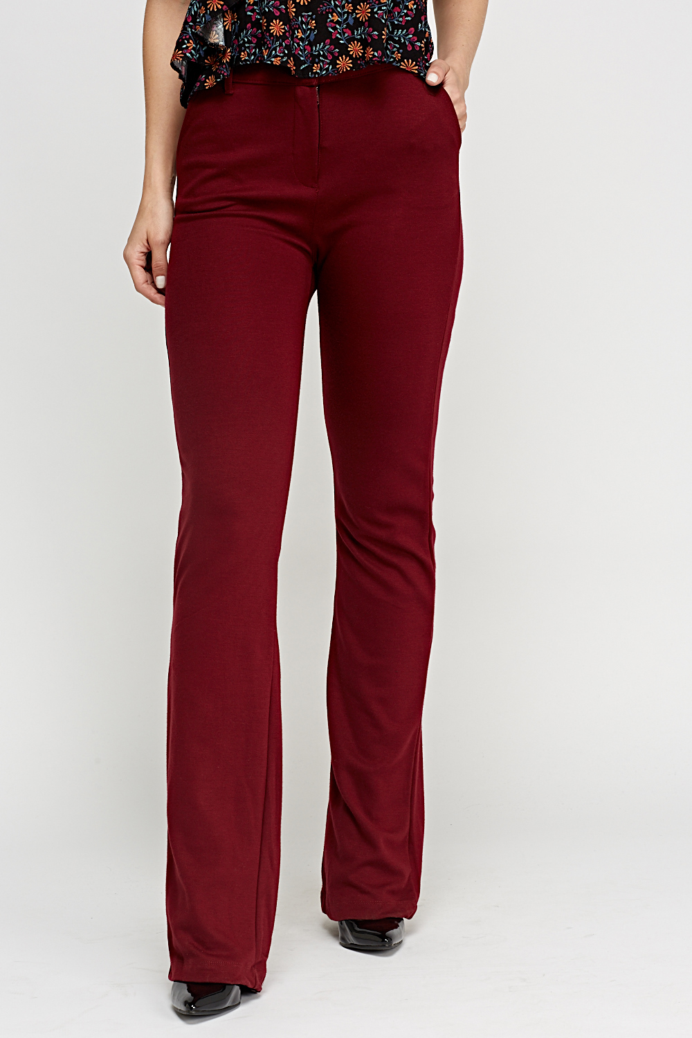 Flared Leg Wine Trousers - Just $3