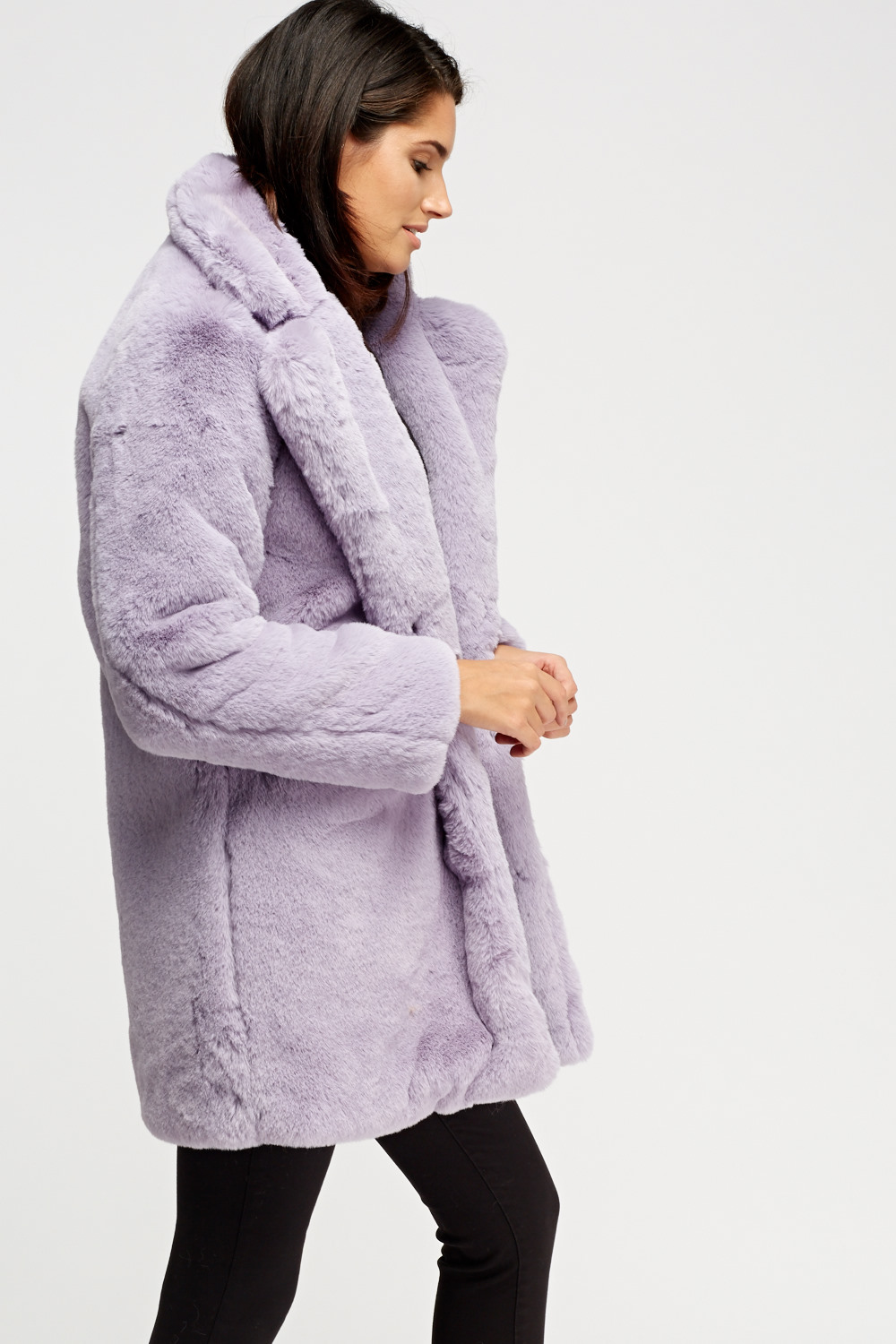 K.Zell Lilac Teddy Bear Faux Fur Coat 