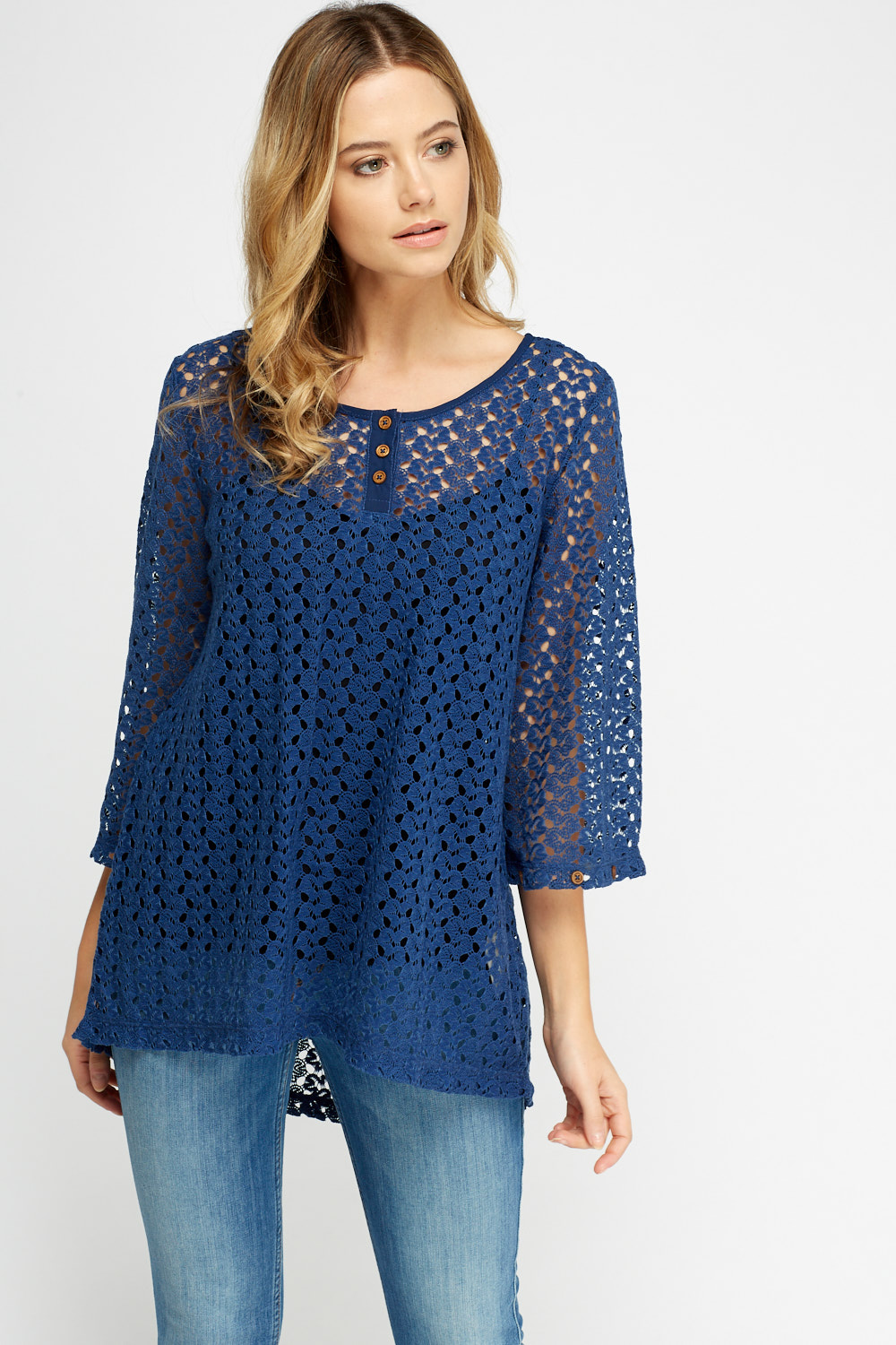 Detailed Back Mesh Tunic Top - Just $7