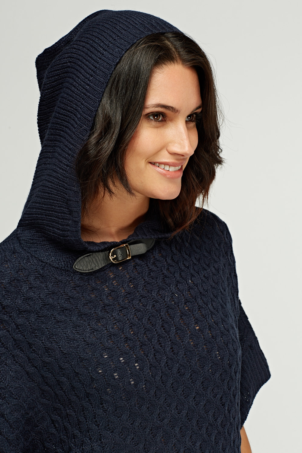 Hooded Knitted Poncho Just 7