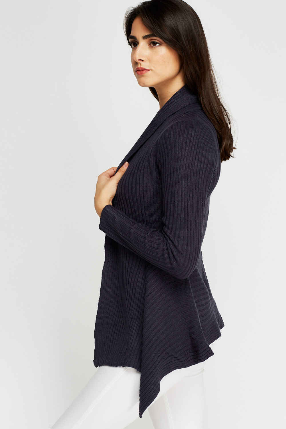 Ribbed Knitted Peplum Cardigan - Just $6