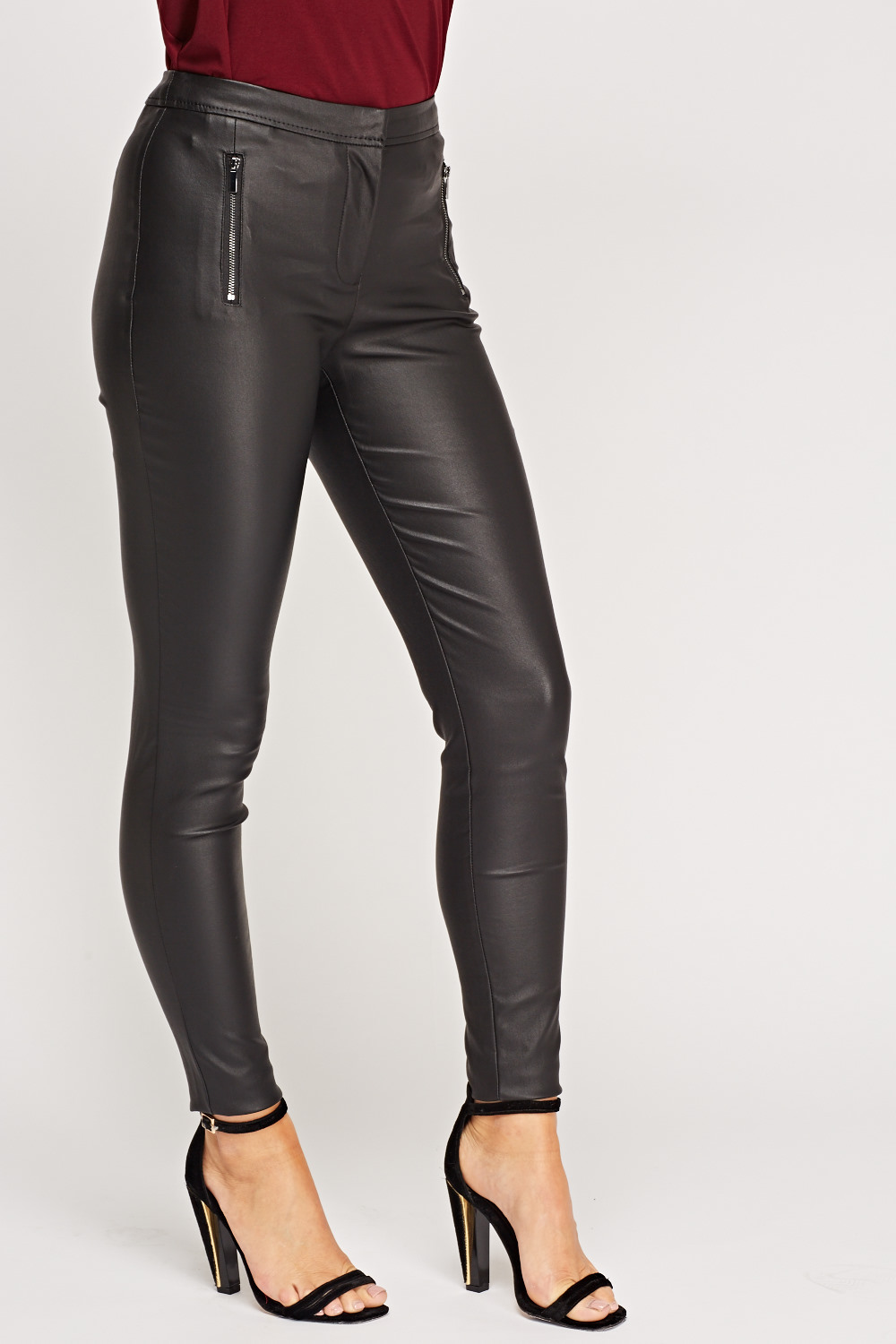 Black Faux Leather Trousers - Just $7