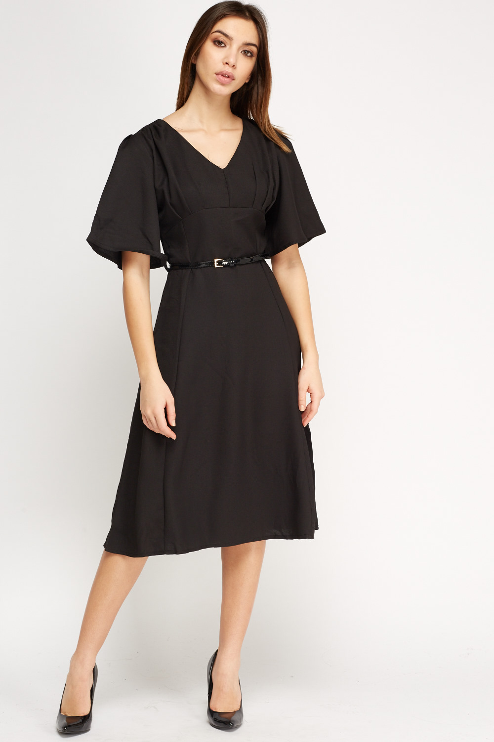 Textured Belted Swing Dress - Just $3