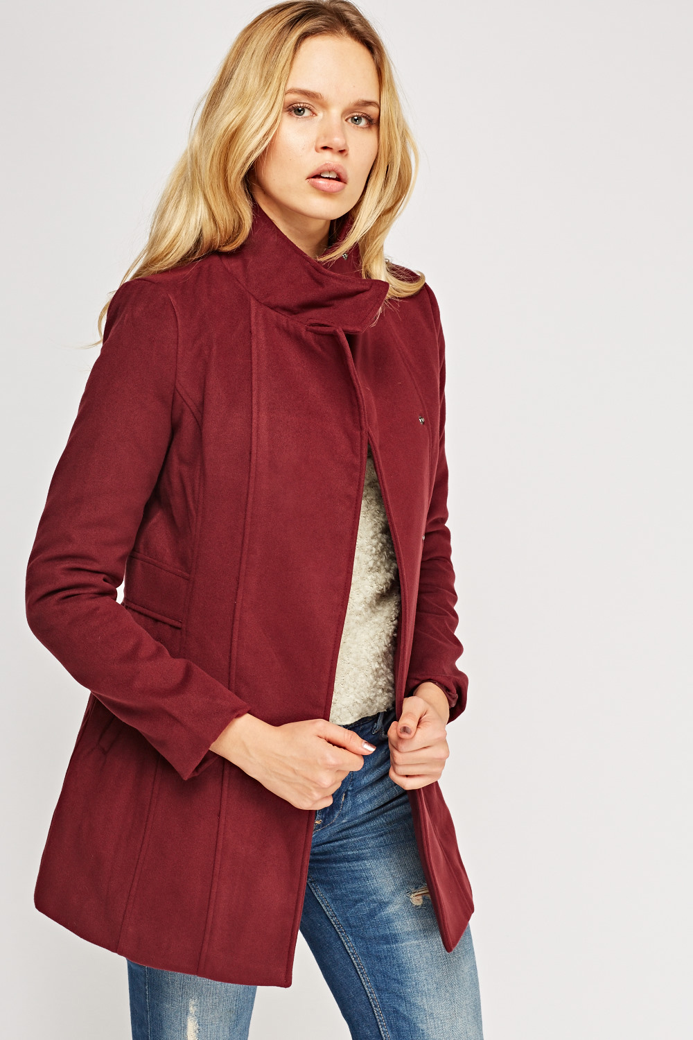 burgundy wool coat