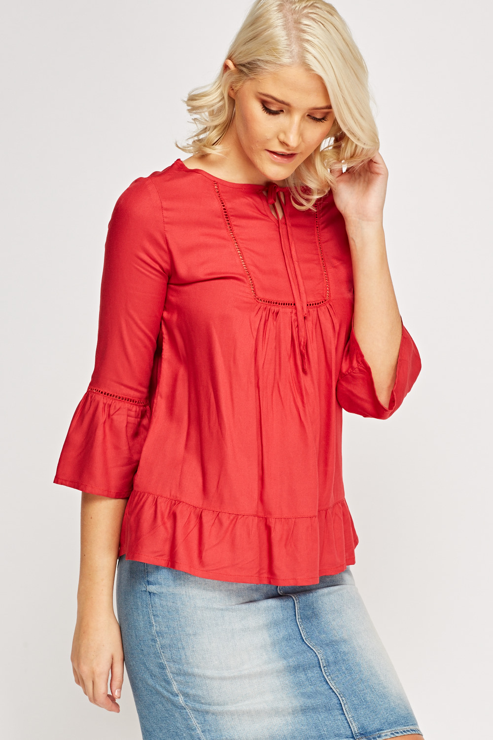 Dark Red Flared Top - Just $6