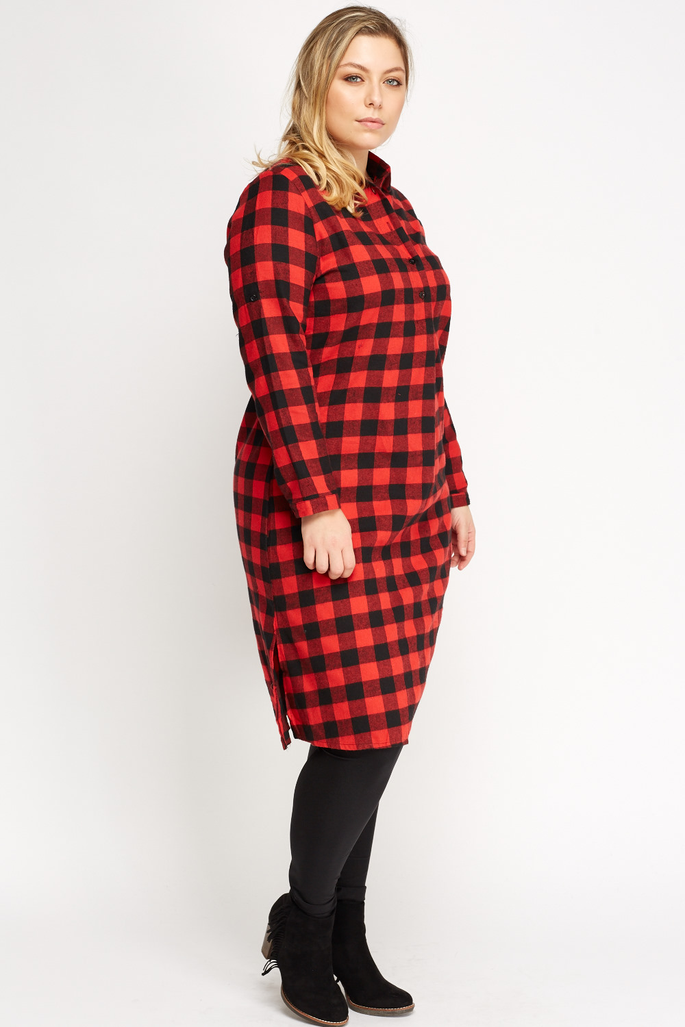 Red Checked Shirt Dress - Just $7