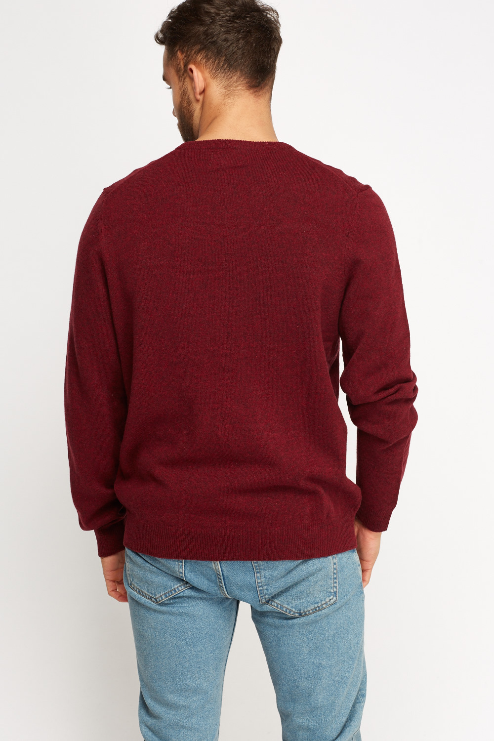 Maroon Knitted V- Neck Jumper - Just $7