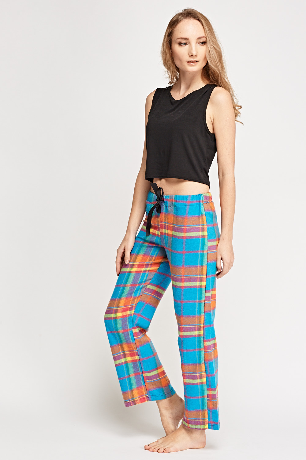 Blue Checked Pyjama Trousers - Just $6