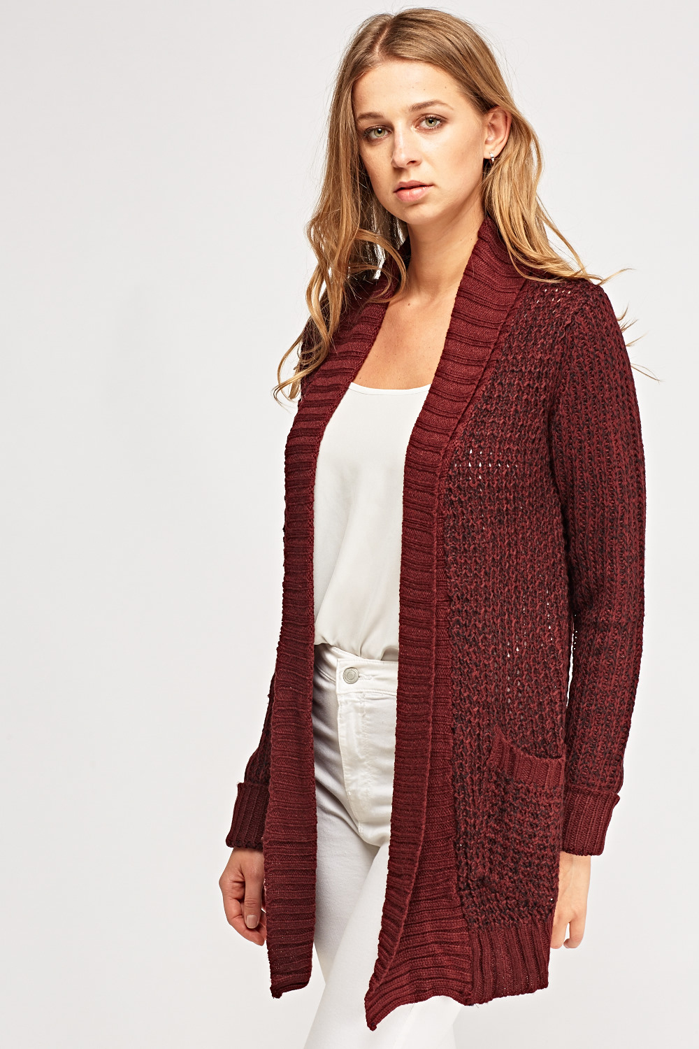 Open Front Cable Knit Cardigan - Just $7