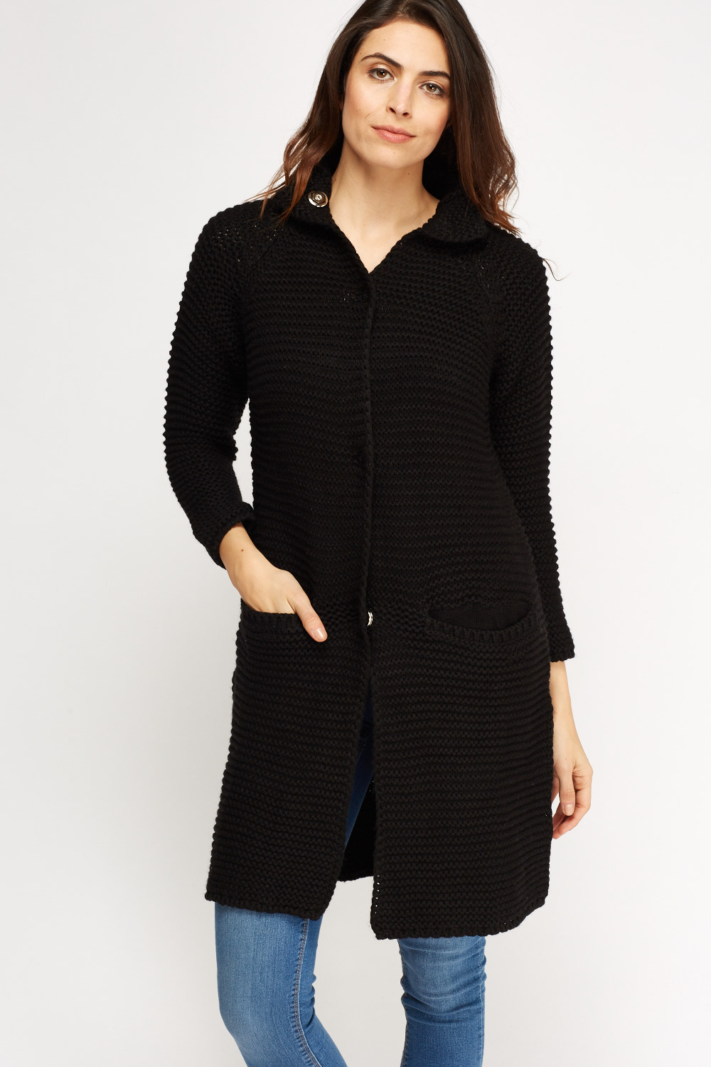Textured Button Up Longline Cardigan - Just $7