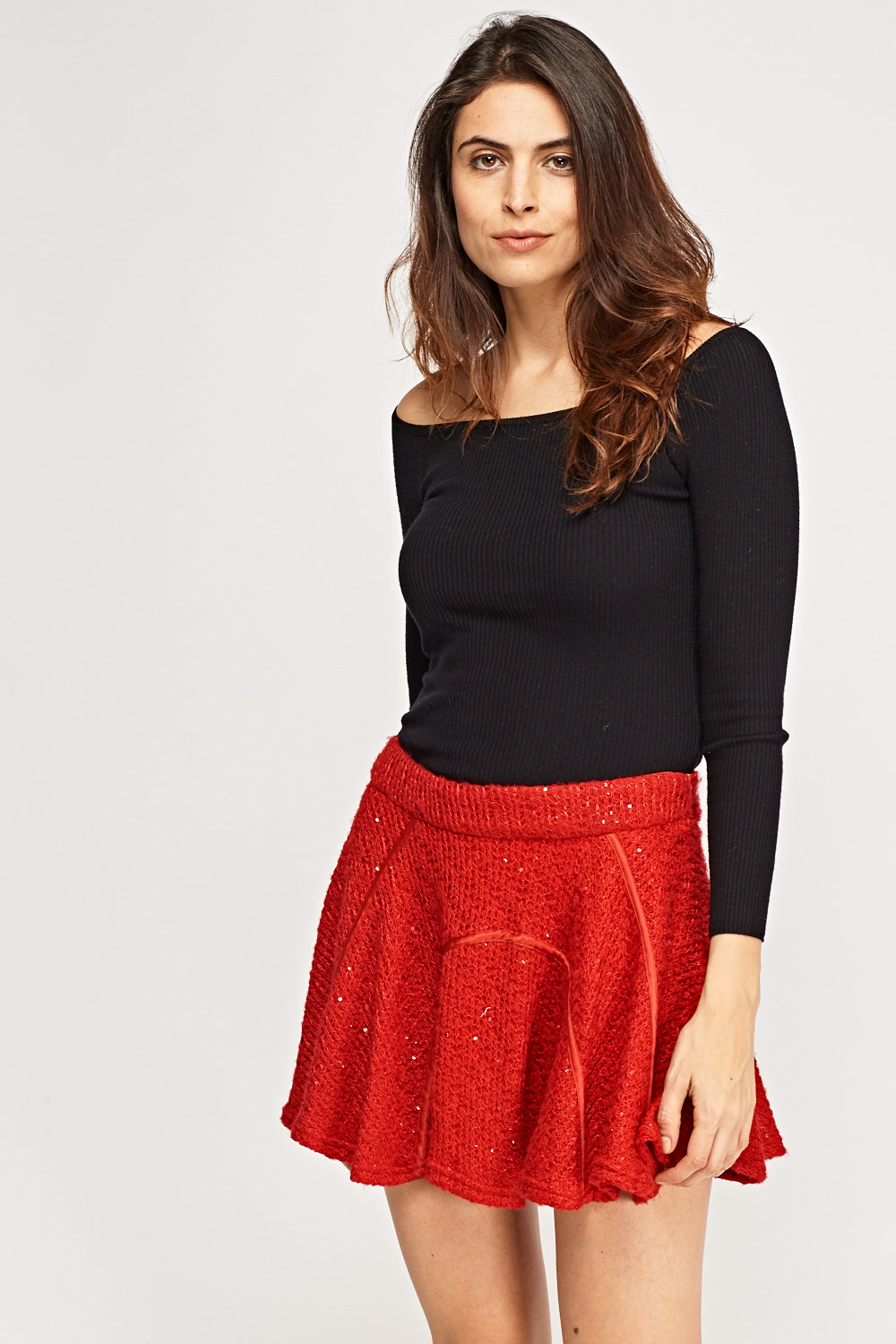 Sequin Insert Knitted Skirt - Just $7