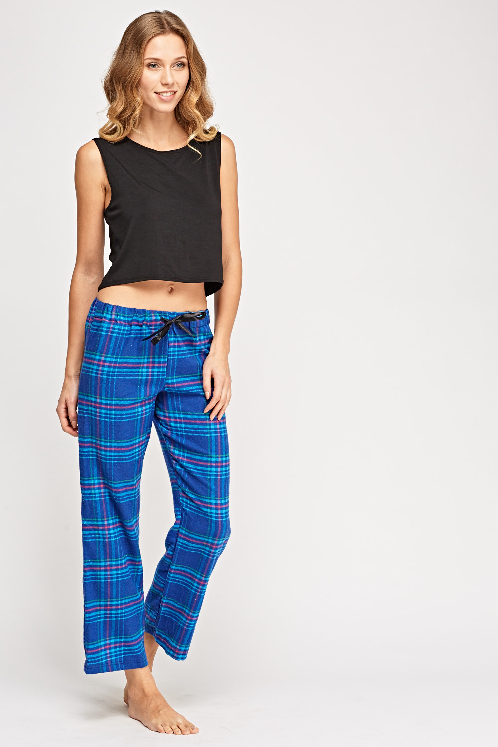 Checked Blue Pyjama Trousers - Just $6