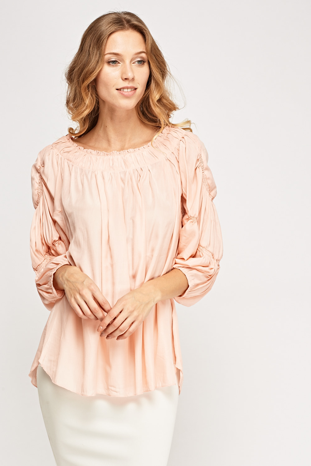 Ruched Trim Flared Top - Just $2